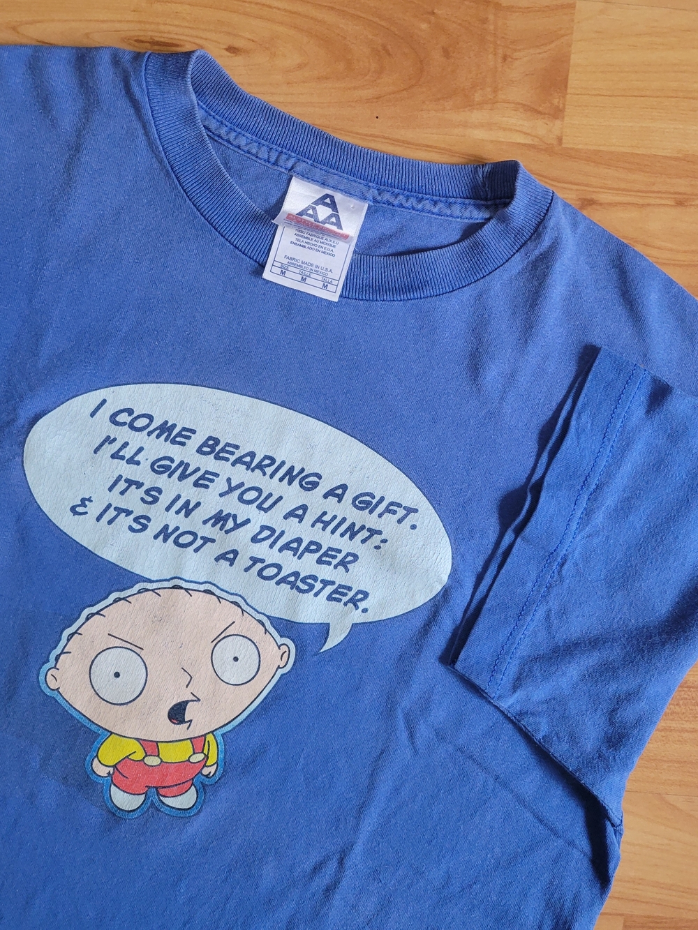 Y2K Family Guy Stewie Blue T-shirt Funny Cartoon Comedy Parents MEDIUM